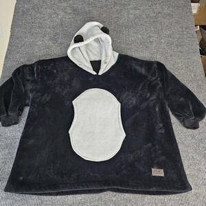 Catalonia Panda Robe Womens One Size Black Fleece Hooded Kaftan Lounge Cozy